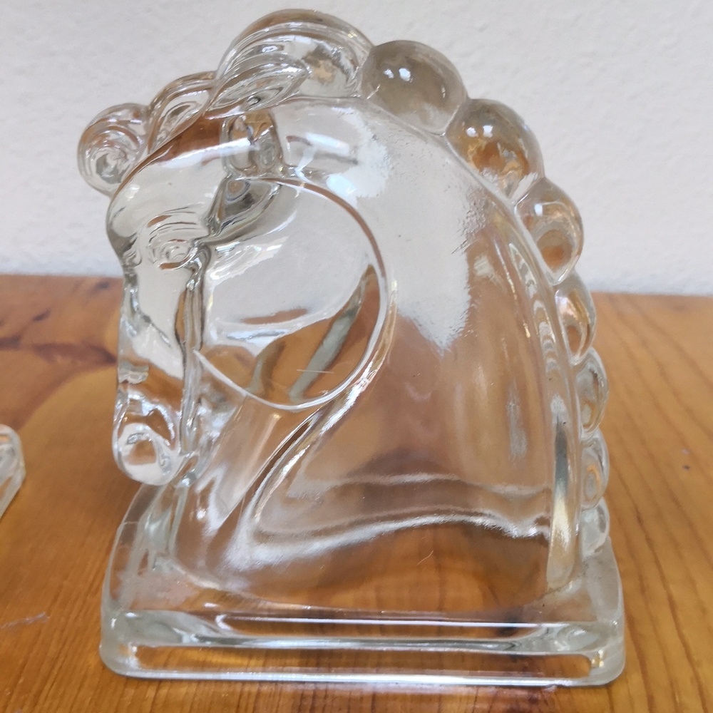 Federal Glass Horse Head Bookends